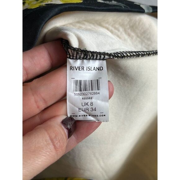 River Island Abstract Printed Peplum Scuba Neoprene Bodycon Dress US 4 UK 8 - Picture 11 of 12